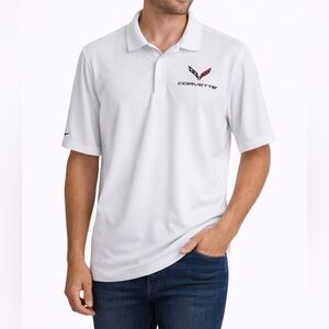 Nike Corvette White Performance Polo Shirt | Men’s Golf Dri-Fit | Size Large